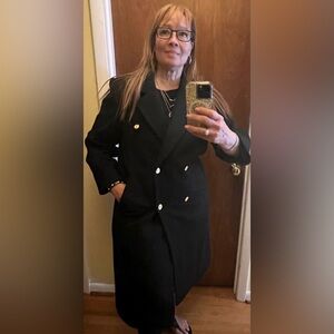 NWOT Vintage Forecaster of Boston Double Breasted Wool Long Coat Gold Buttons.